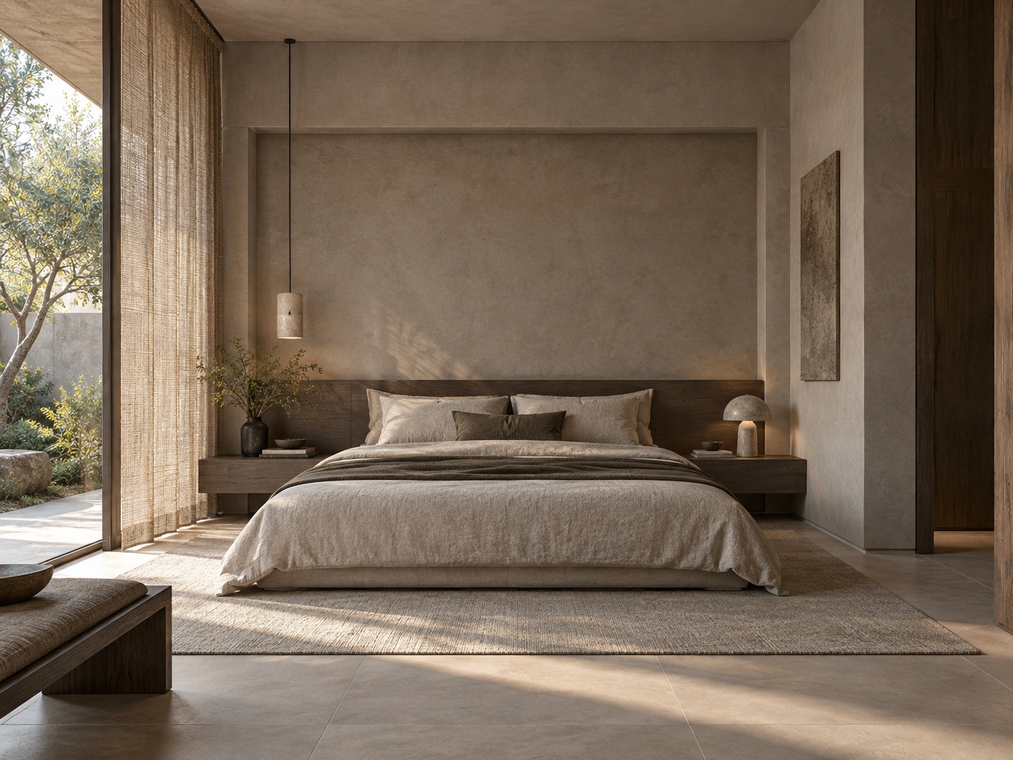 Render ý niệm AI: phòng ngủ riêng tư với ánh sáng dịu và bố cục yên tĩnh.