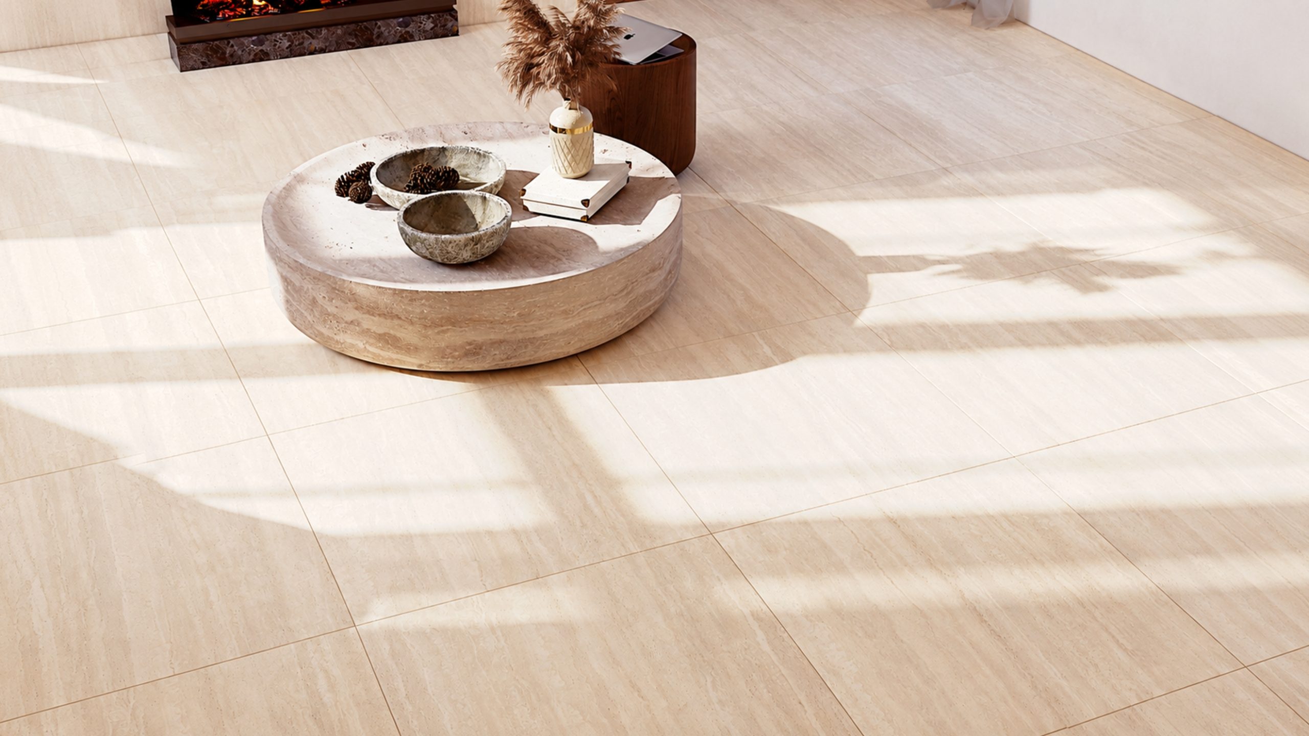 Travertine effect porcelain tile