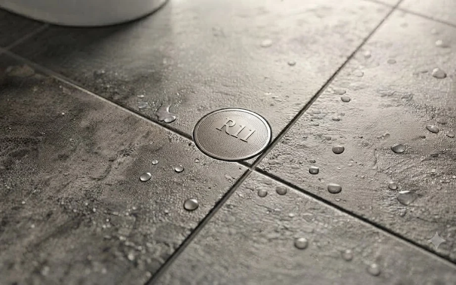 Bề mặt gạch ướt với chi tiết ký hiệu R11